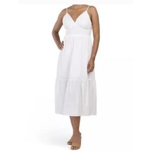 JESSICA SIMPSON White Seersucker Midi Dress NWT Size Small S